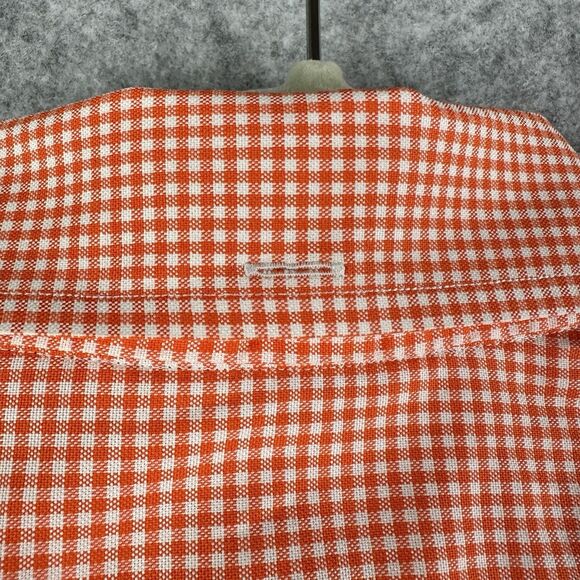 Eton Shirt Mens M Orange Gingham Checkered Contemporary Cotton BD Preppy Pocket* - Picture 11 of 16